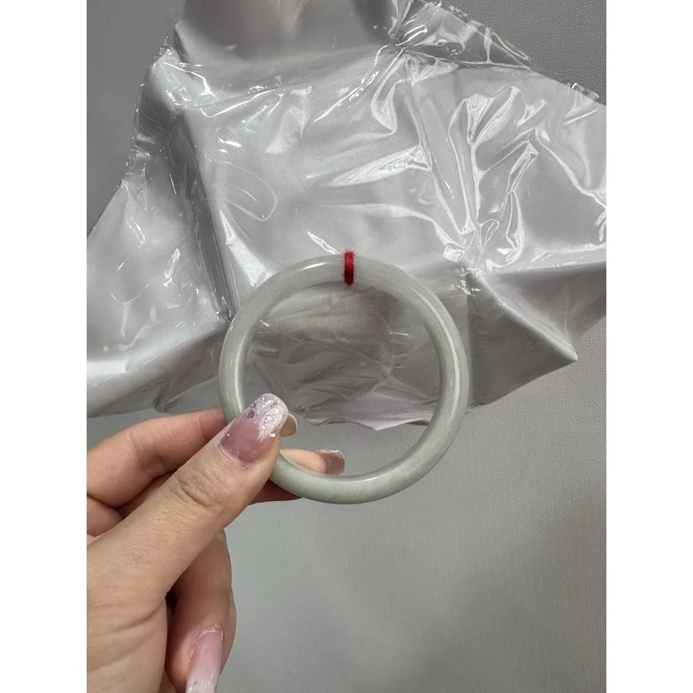 Natural White Icy Jade Bangle Bracelet 58.6mm | Translucent Mutton Fat Style L10